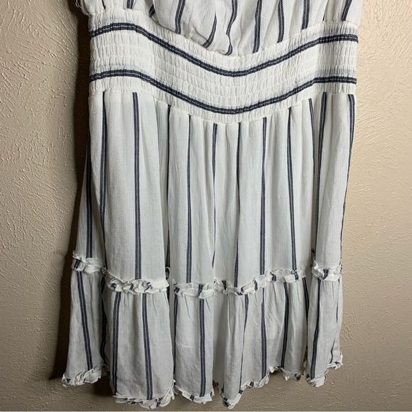 American eagle striped off shoulder ruffle tiered dress white gray - Picture 5 of 13